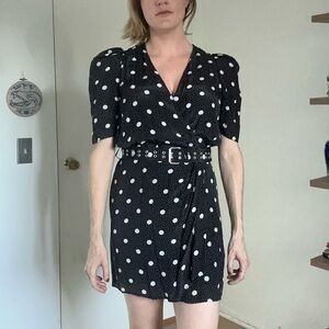 The Kooples Black and White Polka Dot Dress w/Belt